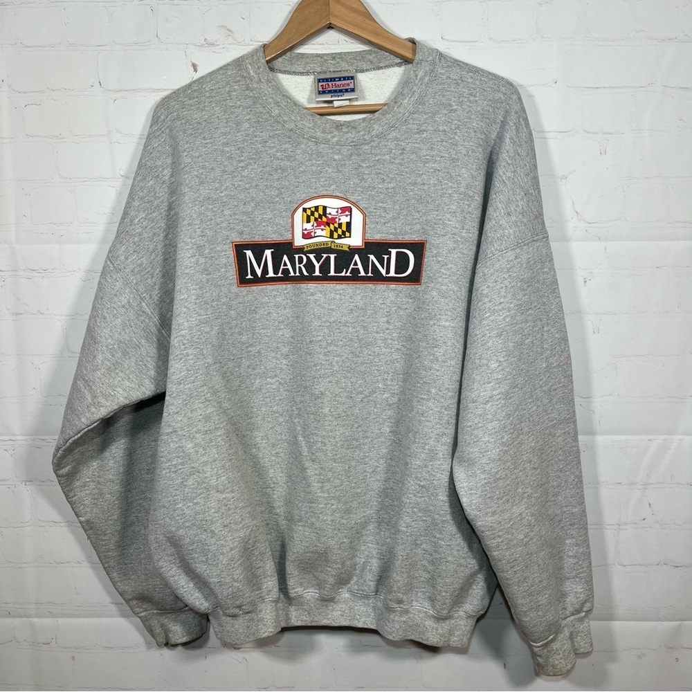 Vintage Maryland Sweatshirt Mens Size XL Gray Fleece 90s NCAA Pullover